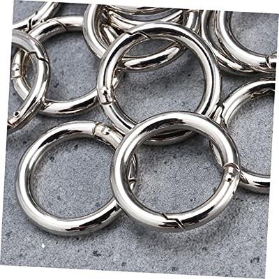 20 Pack Round Carabiner O-Rings - Silver O-Spring Loaded Gate Clips - Hook  Key-Ring Buckles (Silver)