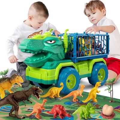 Jouets de voiture pour tout-petits pour 1 2 3 4 ans garçon cadeau  d'anniversaire 5-en-1 Dinosaur Transport Carrier Trucks pour les  tout-petits 1-3 avec Dino Sounds & Lights