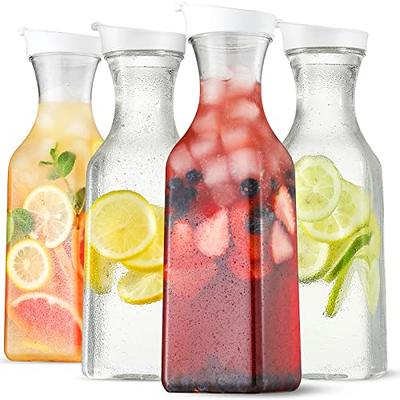 2PCS Glass Carafe with Lids Water Pitcher Carafe for Mimosa Bar, Brunch,  Cold Water, Beverage, Wine, Iced Tea, Lemonade