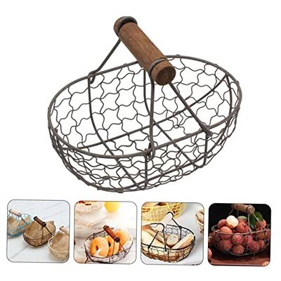 Chicken Egg Holder, Small Wire Egg Collecting Basket With Handle For Farm  Eggs, Fruits, Vegetables, Metal Wire Chicken Basket Decor For Kitchen,  Count