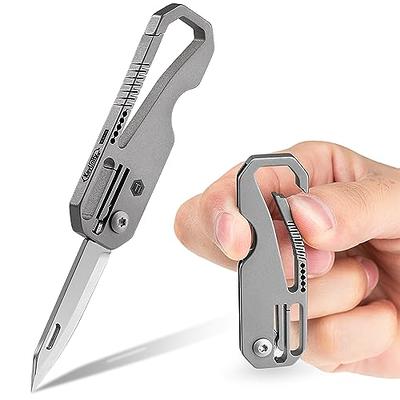 [Aluminum] All in One Carabiner Keychain Clip with Foldable Utility Small  Knife