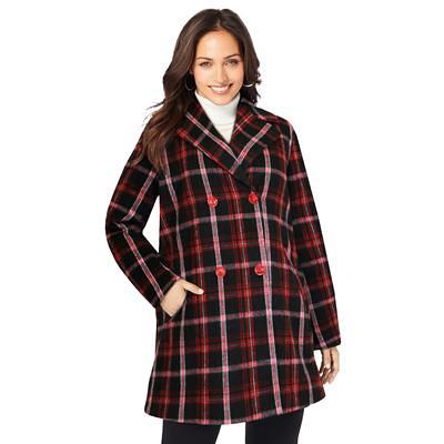 Plus Size Women's Wool Swing Coat by Jessica London in Dark Olive