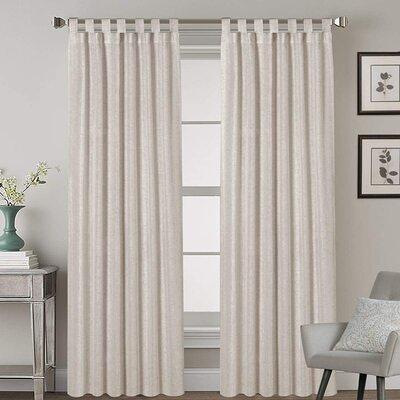 Lush Decor Luxury Vintage Velvet and Sheer with Border Pompom Trim Window Curtain Panel Single - 84 x 42 - Ivory/Ivory