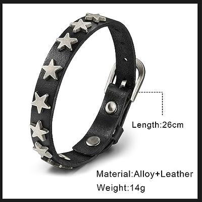 Spike Rivet Bracelets, Studded Bangle Snap Button Wristband Punk Gothic  Leather Bracelet Wristband For Men Women Black 2pcs