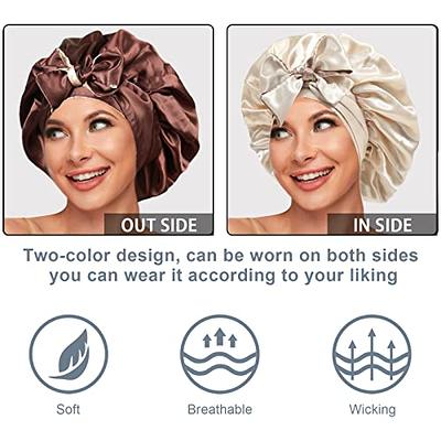 Hafree Silk Satin Bonnet, Hair Wrap Adjustable Sleep Cap with 2