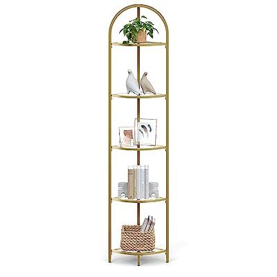 3 Tiers Modern Foldable Standing Bathroom Shelving Corner Shelf in Gold