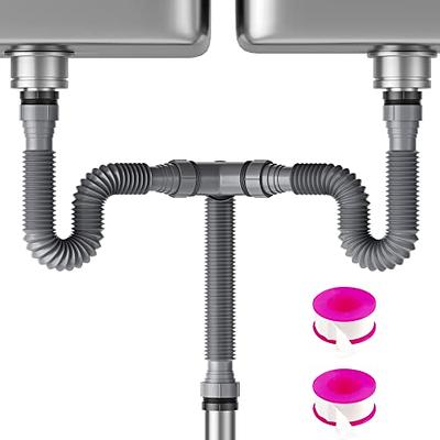 SAINT NIEVE Flexible Expandable P-Trap Kit for Double Kitchen Sink Drain -  Fits 1 1/2
