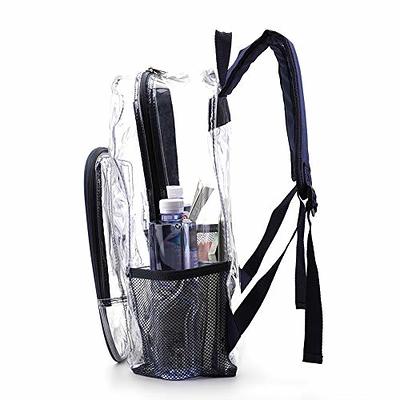 Heavy Duty Clear Backpack Transparent See Through Plastic Bookbag for School Work Stadium Travel Security Festival College ( Black)