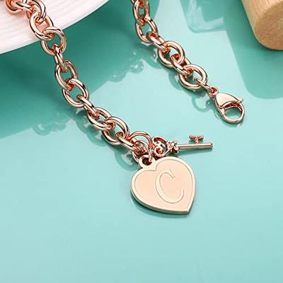 M MOOHAM Silver Initial Heart Necklaces for girls, cZ Heart