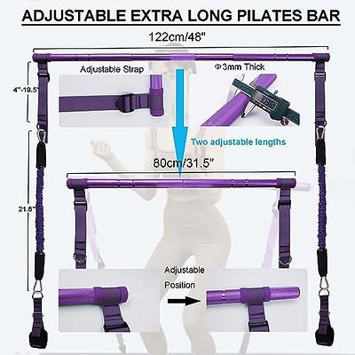 48in Metal Pilates Bar Resistance Band Training Bar Long Yoga