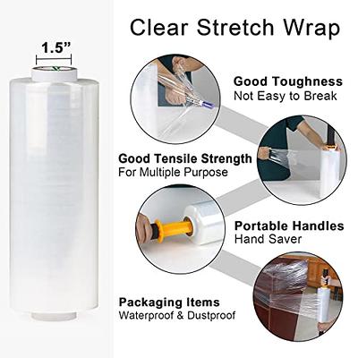 18 Stretch Film/Wrap 1200ft 500% Stretch Clear Cling Durable Adhering  Packing Moving Packaging Heavy Duty Shrink Film Stretch Wrap (4 Pack, Clear)