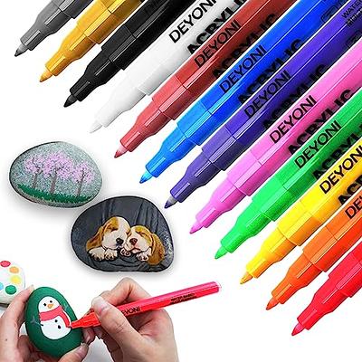 Funcils 5 Acrylic White Paint Pens - Fine & Jumbo Size Ink Pens (1mm, 3mm,  6mm, 10mm