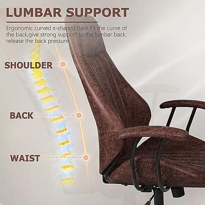 OVIOS Suede Fabric Ergonomic Office Chair High Back Lumbar Support