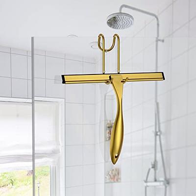 Shower Squeegee for Glass Doors,12-Inch Shower Glass Squeegee, Sliver  Shower Squeegee for Shower Doors,Mirror,Windows, with Shower Door Hook and