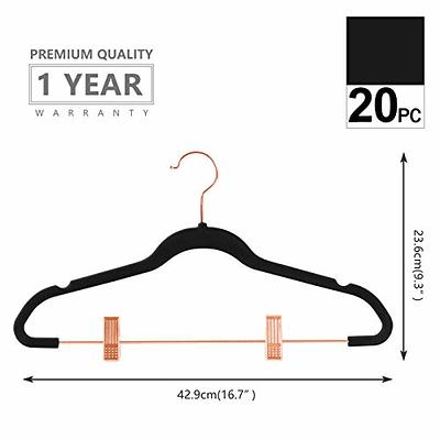 MIZGI Premium Velvet Pants Hangers with Clips (Pack of 20) Slim Skirt  Hangers- Non Slip Felt