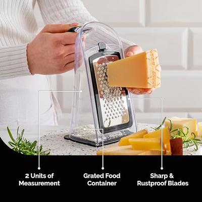 Cheese Grater with Garlic Crusher - Box Grater Cheese Shredder - Cheese  Grater with Handle - Graters for Kitchen Stainless Steel Food Grater -  Garlic Mincer Tool and Vegetable Peeler - Yahoo Shopping