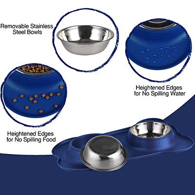 Dog Bowl Feeder with Non Spill Skid Resistant Silicone Mat