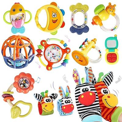 BABY K Baby Rattle Socks & Wrist Toys (Set E) - Newborn Toys for Baby Boy  or Girl - Brain Development Infant Toys - Hand and Foot Rattles Suitable  for