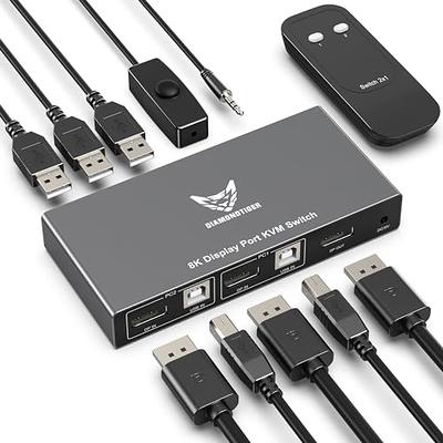 USB 3.0 HDMI KVM Switch 3 in 2 Out 4K@60Hz, EDID Emulator, Dual Monitor KVM  Switch for 3 Computers Share 2 Displays Keyboard Mouse Printer, Wired