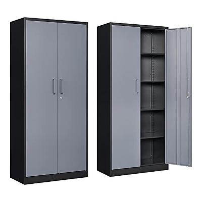 URTR Black Folding File Cabinet with 2 Adjustable Shelves, Metal Cabinet  with 2-Doors and Lock for Office, Garage, Home T-02024-7 - The Home Depot