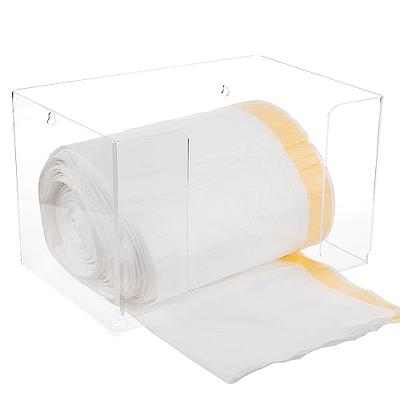 SEANADO Trash Bag Dispenser Roll Holder, Wall Mount Acrylic Kitchen Organizer Storage Box Holder for Garbage Bag Grocery Bag Plastic Shopping Bag