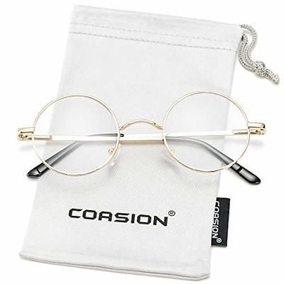 COASION Vintage Round Clear Glasses Small Metal Frame Non Prescription Lens Eyeglasses