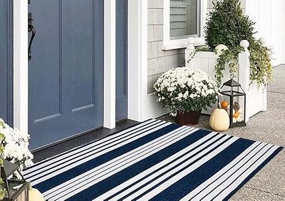 Black and White Striped Outdoor Rug Front Porch Rug 27.5x43