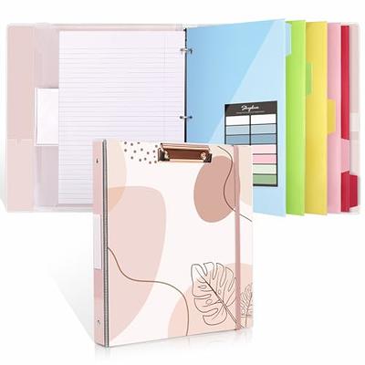 All-in-one Telescoping Binder Notebook ，Refillable 3 Ring Notebook Binder  with 1 Plastic Movable Pocket Folder,5 Plastic Subject dividers and Graph