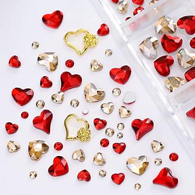 767pcs Red Heart Nail Charms Gems Nail Art Supplies 3D Crystal Flatback  Rhinestone for Nails Golden Metal Heart Sparkly Round Beads Diamonds Jewels  Women Nail Art Decoration Accessories - Yahoo Shopping