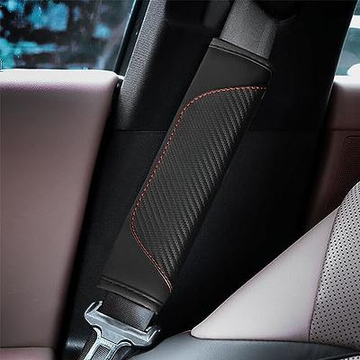 BESULEN Car Seat Belt Cover, 2 Pack Carbon Fiber Leather Seatbelt
