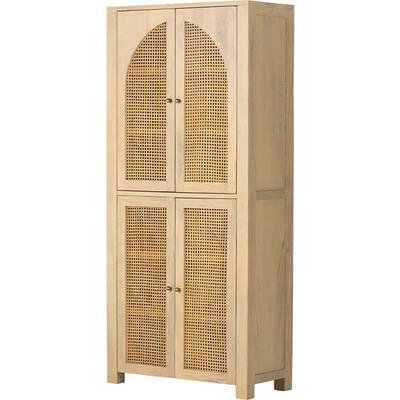 Linon Harding 3-Shelf Bathroom Corner Bookcase, Natural Bamboo Finish