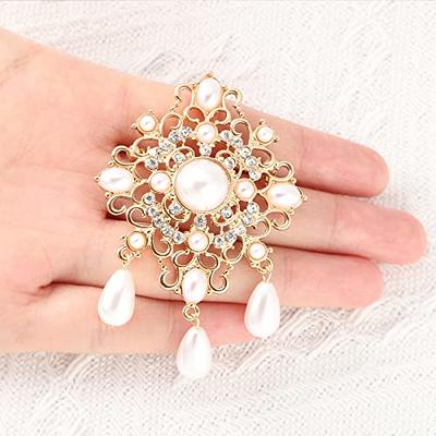 Sisslia Vintage Brooch Broach Large Gold Brooch Rhinestone Brooch Flower  Brooch Pins for Women Brooches and Pins for Women Wedding Banquet  Anniversary