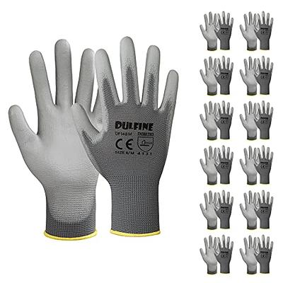 KAYGO Safety Work Gloves PU Coated-12 Pairs, KG11PB, Seamless Knit Glove  with Polyurethane Coated Smooth Grip on Palm & Fingers, for Men and Women