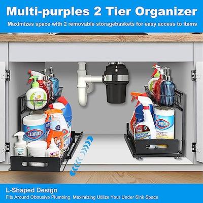 bukfen Under Sink Organizer and Storage with 2-Tier Height Adjustable Pull  Ou