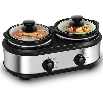 Megachef Round Triple 1.5 Quart Slow Cooker And Buffet Server In