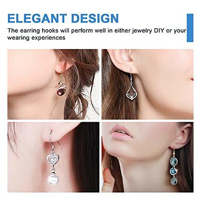 Earring Hooks Gold, 925 Sterling Hypoallergenic Earrings Wires Fish Hooks  for Jewelry Making Finding with Jump Rings and Clear Rubber Earring Backs