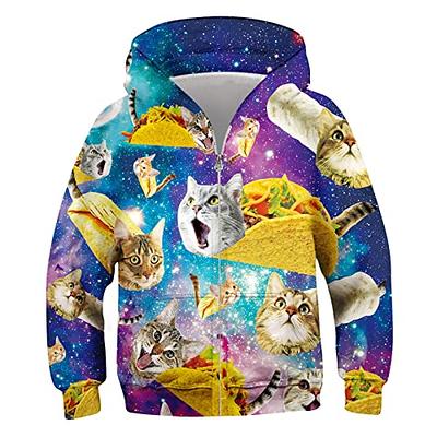 Little Boys Pizza Cat Full Zip Hooded Sweatshirt for Kids 6 8