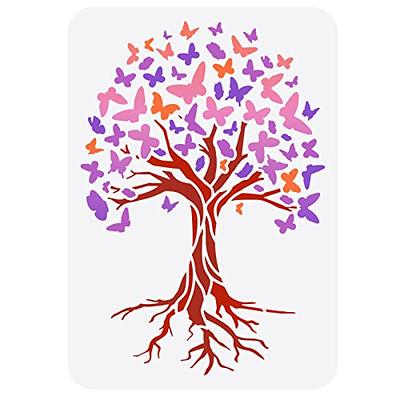 FINGERINSPIRE Life Tree Stencil 8.3x11.7inch Reusable Butterfly