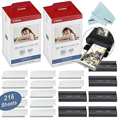 Canon SELPHY CP1300 Wireless Compact Photo Printer (White) + Canon KP-108IN  Color Ink Paper Set (Produces up to 108 of 4 x 6 Prints) + USB Printer