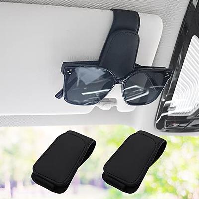 Magnetic Leather Sunglass Holder, Eyeglass Hanger Clip for Car Sun Visor,  Suitable for Different Size Eyeglasses 