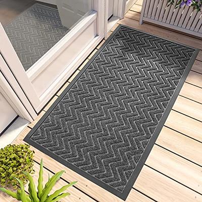 Gorilla Grip Stain and Fade Resistant Dirt Grabber Mesh Door Mat,  Low-Profile, Heavy Duty Quick Dry Striped Doormat, Mats for Indoor Outdoor  Entry, Shoe Scraper, Garage Entrance Mat, 35x23, Navy Blue 