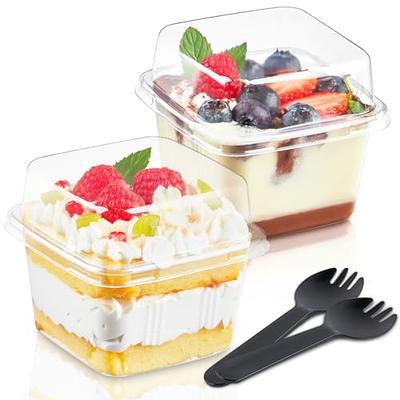 TOFLEN 50Ct 8 oz Square Plastic Dessert Cups with Lids and sporks, Clear  Plastic To Go Dessert Container Cake Cup for Yogurt Parfait, Fruit Banana  Pudding, Mousse, Strawberry Shortcake - Yahoo Shopping