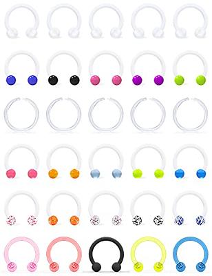 DBella 16G Clear Septum Retainer Acrylic Bioflex Septum Piercing Plastic  Lip Eyebrow Ear Nose Rings Horseshoe Cartilage Helix Rook Daith Tragus