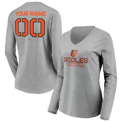 Men's Fanatics Branded Heather Gray Baltimore Orioles Evanston Stencil Personalized T-Shirt Size: Medium