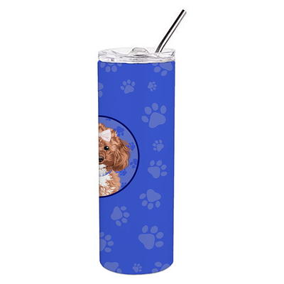 Double Wall Vacuum Insulated Stainless Steel Slim Tumbler with Straw 20 fl.  oz, Pink Floral