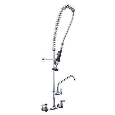 BWE Commercial Restaurant Pull Down 2-Handle Wall Mount Pre-Rinse Spray Utility Kitchen Faucet in Polished Chrome