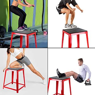 VEVOR Plyometric Platform Box Fitness Exercise Jump Box Step Plyometric Box  Jump for Exercise Fit Training (12/18/24/Red) (12&18&24 inch)