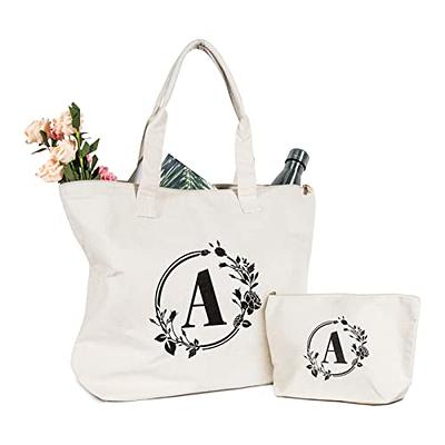  TOPDesign Classic White & Black Cotton Canvas Tote Bag