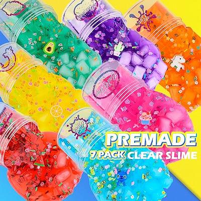 7 Pack Clear Slime Kit with Jelly Cubes Add Ins, Watermelon