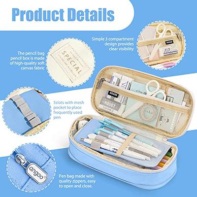 LHMTQVK Large Capacity Pencil Case Pencil Pouch Handheld Pen Bag, school pencil  case for Teen Girl Boy Men Women Adult (Light blue-beige) - Yahoo Shopping